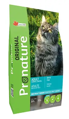 Pronature Original Hairball Control Сухой корм для кошек с белой рыбой для вывода шерсти