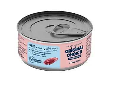 ORIGINAL CHOICE MONOPROTEIN ADULT MINI  консервы для собак мелких пород утка 100% 